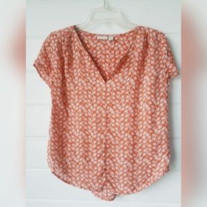 Hinge orange floral button down S shirt